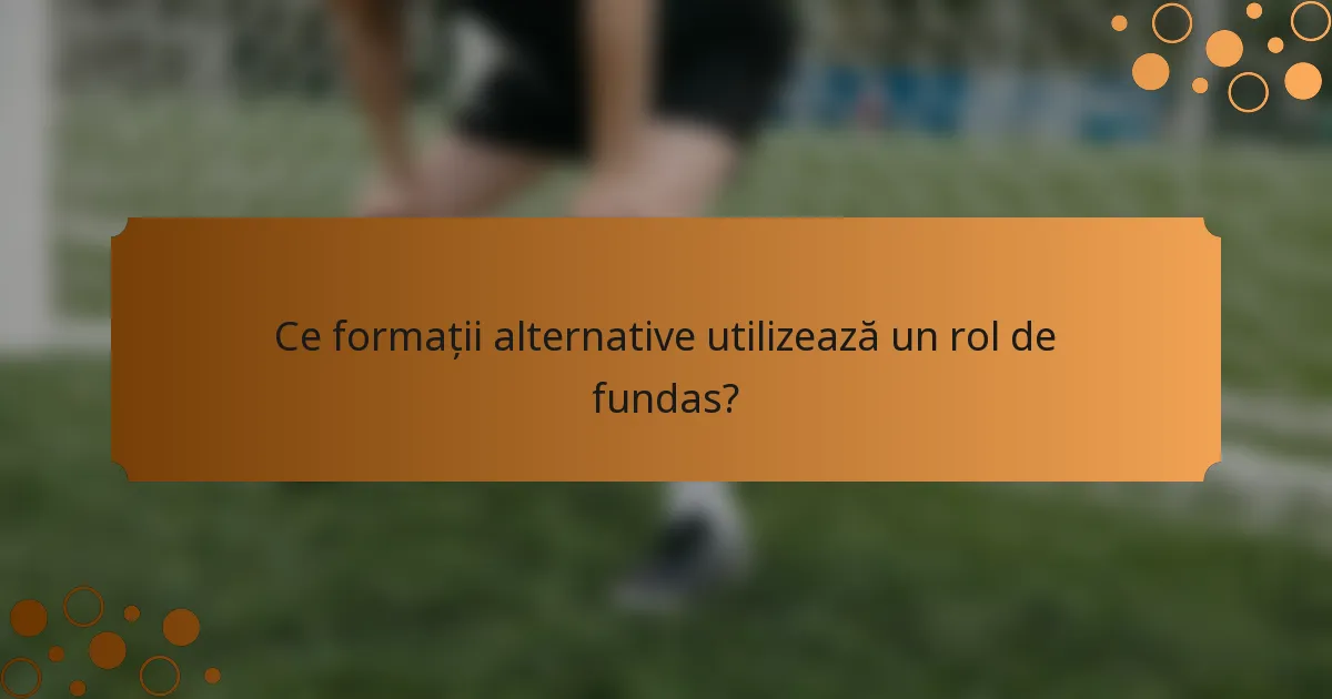 Ce formații alternative utilizează un rol de fundas?