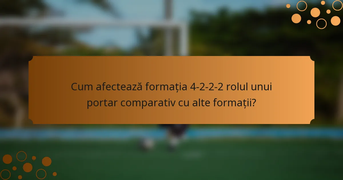 Cum afectează formația 4-2-2-2 rolul unui portar comparativ cu alte formații?