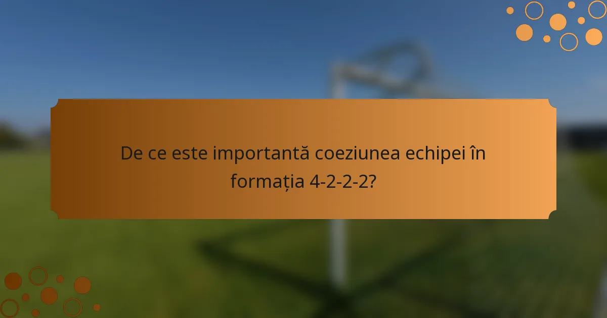 De ce este importantă coeziunea echipei în formația 4-2-2-2?